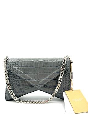 Michael Kors Collection Manhattan Medium Crocodile Embossed Patent Leather Bag